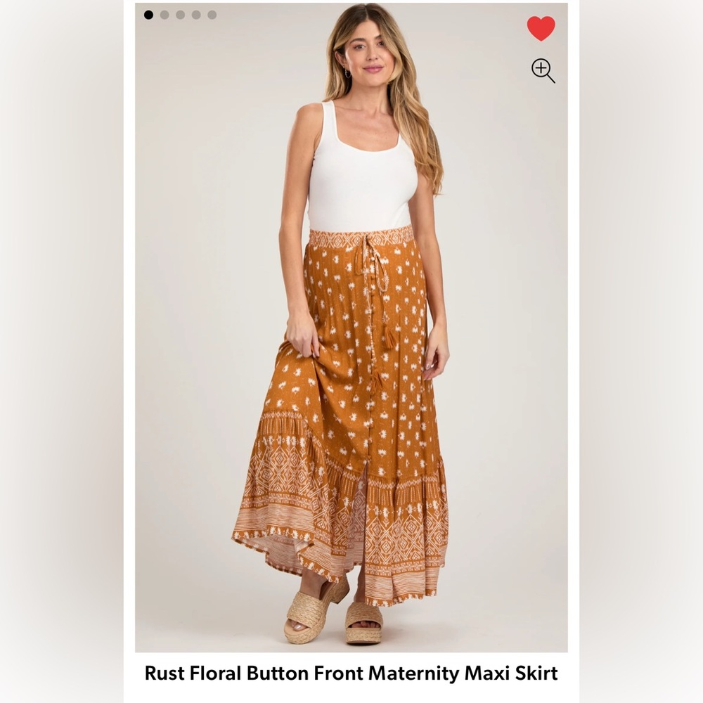 Floral Button Front maternity Maxi Skirt
